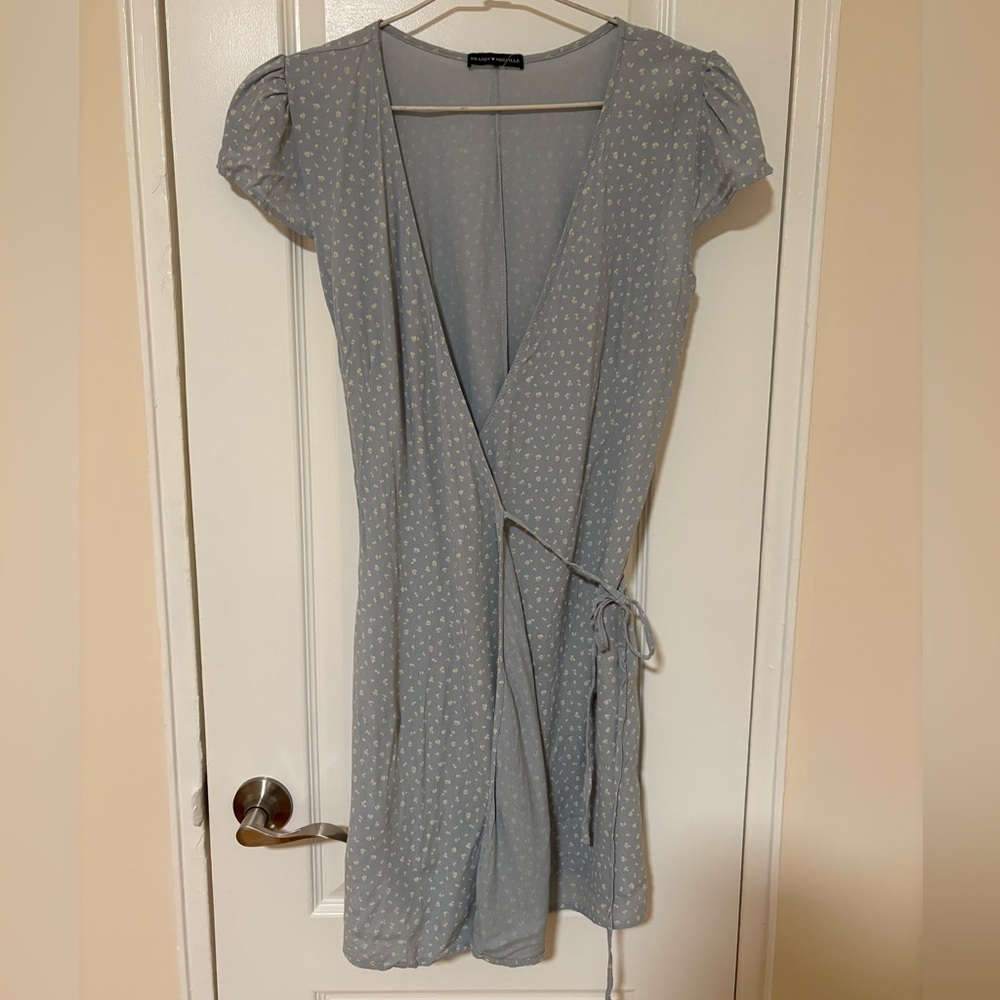 Brandy Melville Robbie Midi Wrap Dress in Blue Floral